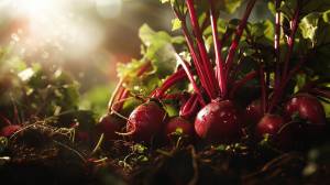 Beetroot growing. Fresh vegetable