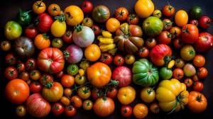 Variety of tomatoes in a range of vibrant colours